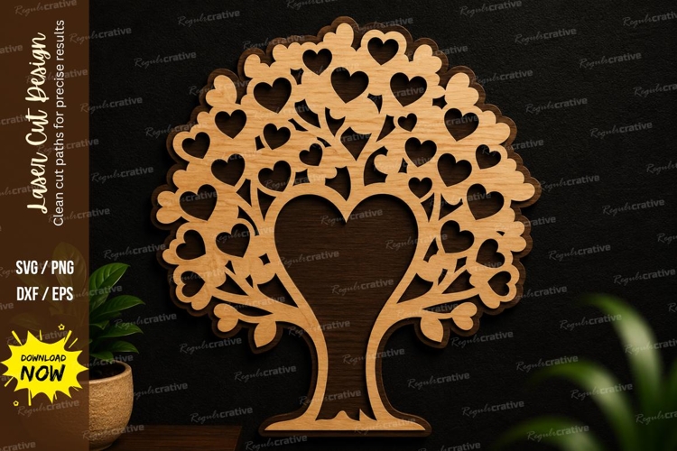 Heart Tree Wall Art Laser Cut SVG Design heart tree svg