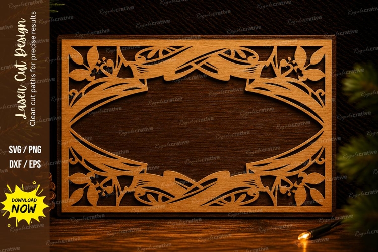 Decorative Floral Rectangle Frame Laser Cut SVG floral frame
