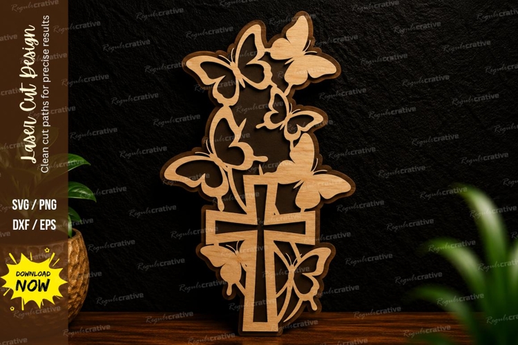 Butterfly Cross Laser Cut SVG Design cross svg, butterfly