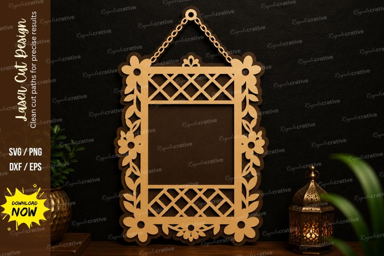 Hanging Floral Frame Laser Cut SVG floral frame svg, hanging