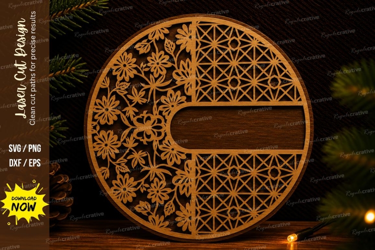 Floral Circle Frame Laser Cut SVG floral frame svg, circle