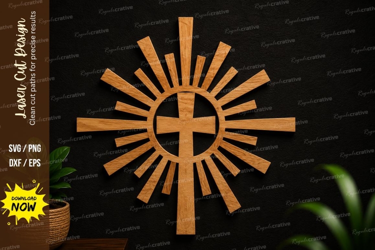 Radiant Cross Wall Art Laser Cut SVG cross wall art svg,