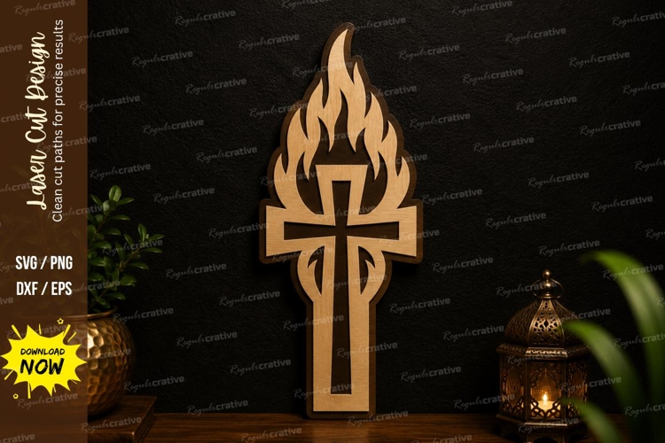 Flame Cross Ornament Laser Cut SVG flame cross svg