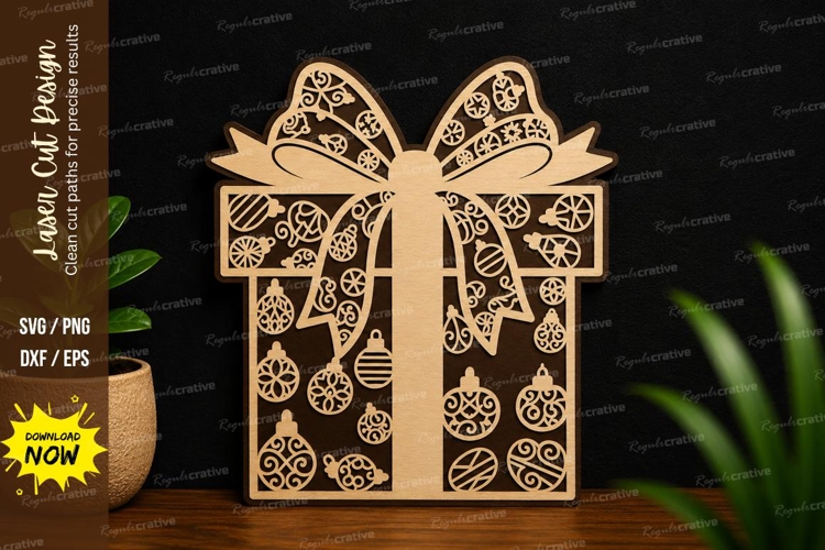 Gift Ornament Laser Cut SVG gift ornament svg, christmas gif