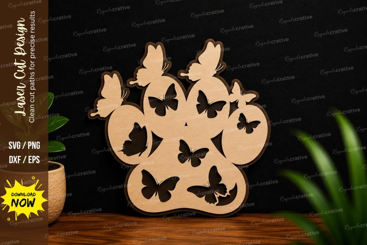 Butterfly Paw Print Laser Cut SVG paw print svg, butterfly