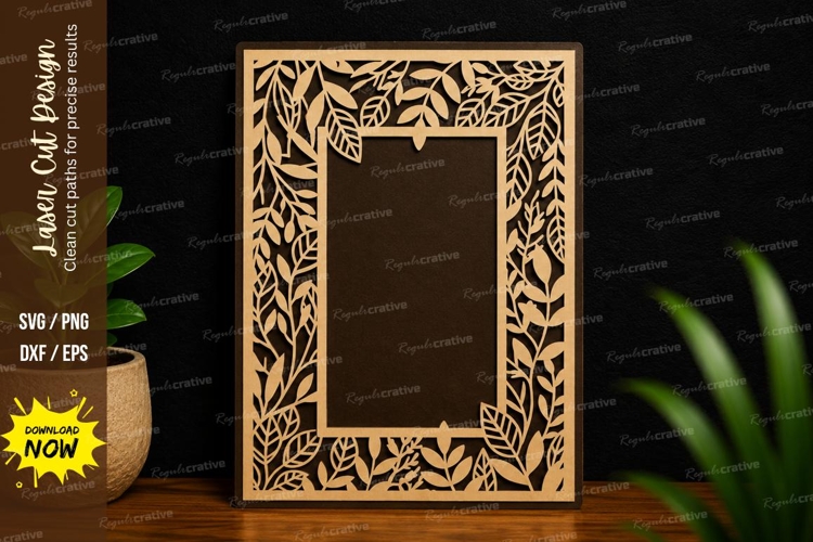 Botanical Rectangle Frame Laser Cut SVG botanical frame svg