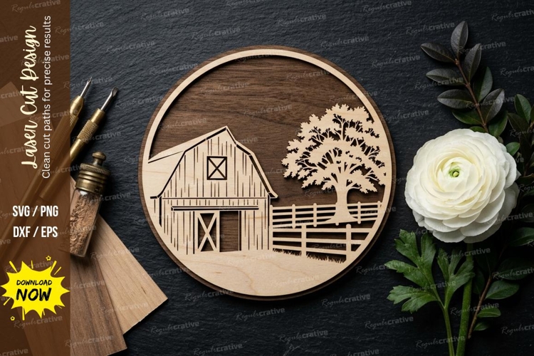 House Scene Frame laser Cut svg Cutting file house frame svg