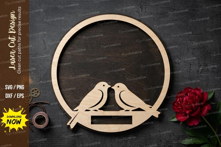 Love Birds Frame laser Cut svg Cutting file love birds svg,