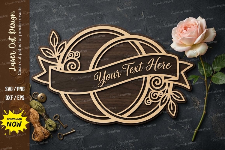 Floral Name Frame laser Cut svg Cutting file floral name svg