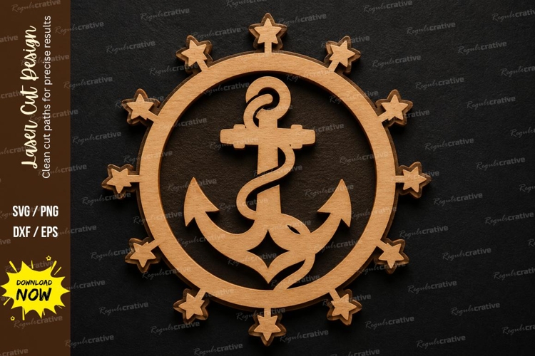 Anchor Star Ornament SVG Laser Cut Svg Design anchor star