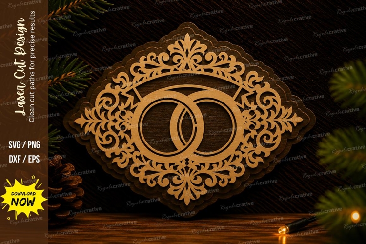 Wedding Rings Frame Laser Cut Svg Design wedding rings svg