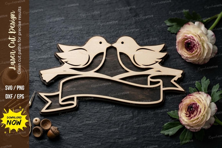 Love Birds Banner laser Cut svg Cutting file love birds svg