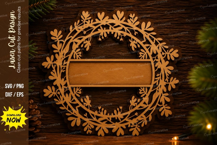 Laurel Wreath Nameplate Laser Cut Svg Design wreath nameplat