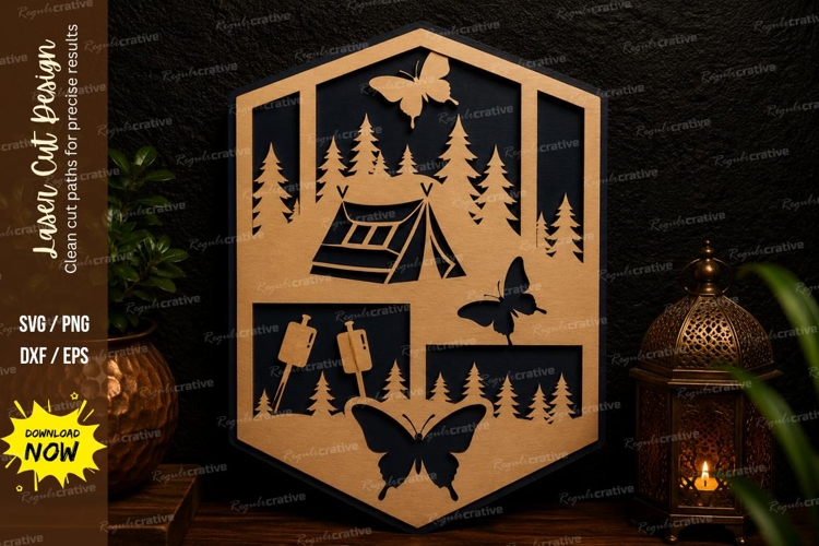 Camping Adventure Badge Laser Cut Svg Design camping badge