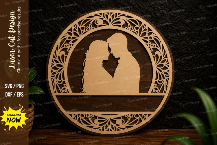Romantic Couple Frame Laser Cut Svg Design romantic couple