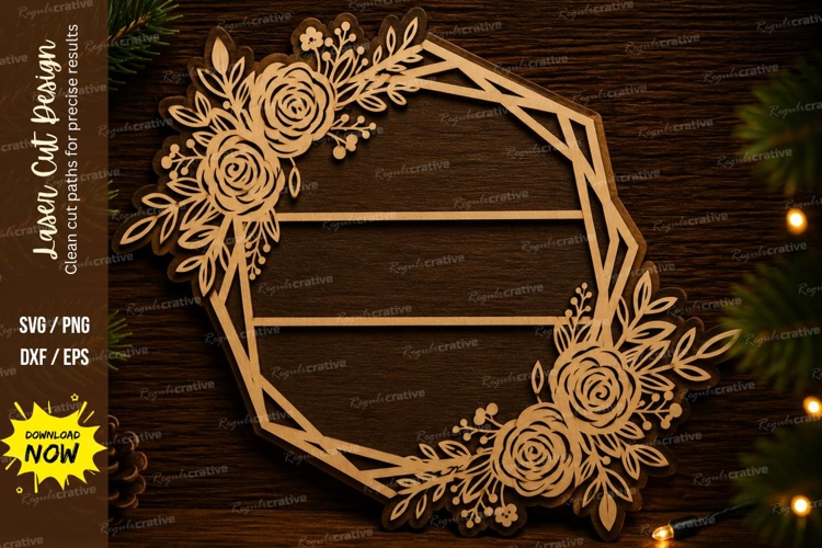Floral Geometric Wreath Laser Cut Svg Design floral geometri