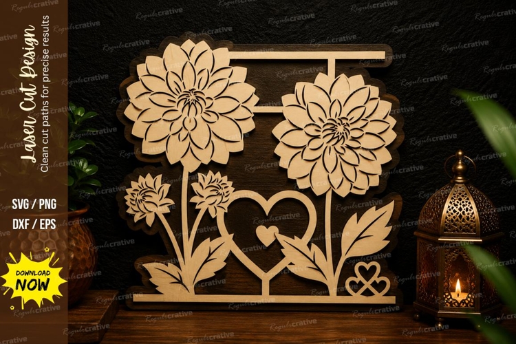 Floral Heart Garden Laser Cut Svg Design floral heart svg,