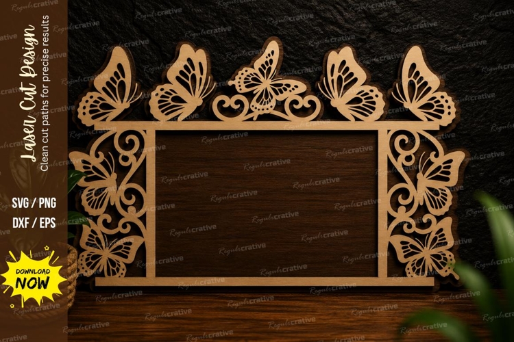 Butterfly Floral Frame Laser Cut Svg Design butterfly floral