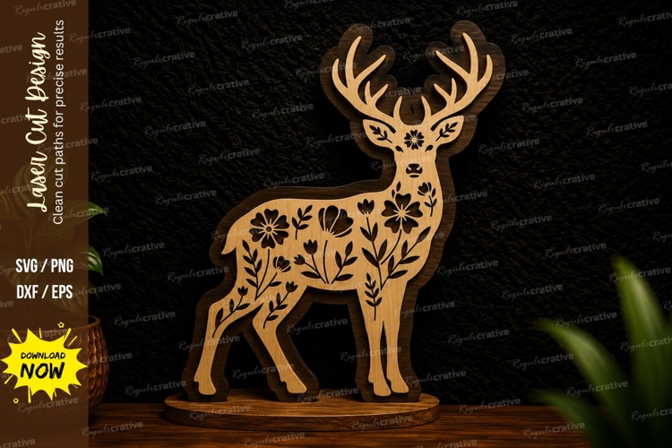 Decorative Deer Standing Laser Cut Svg Design decorative