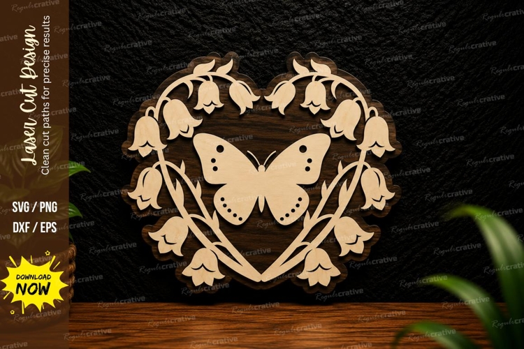 Butterfly Heart Wreath Laser Cut Svg Design butterfly heart