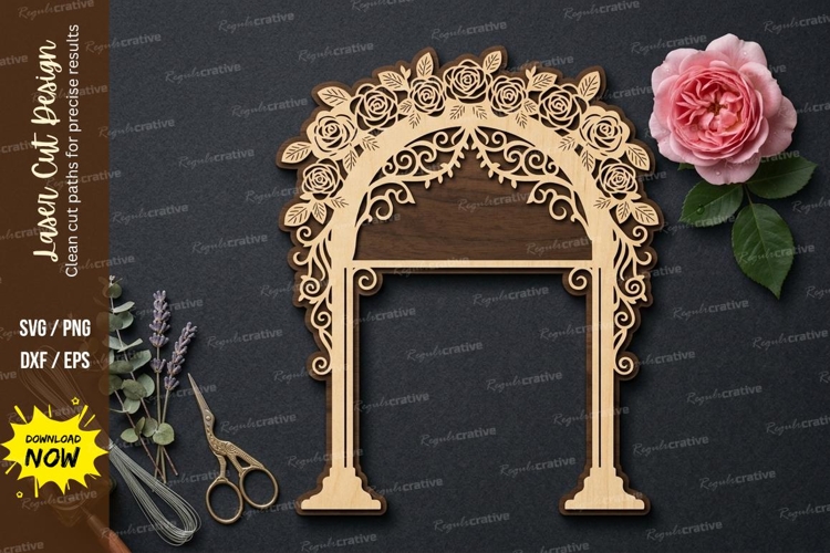 Ornate Arch Frame laser Cut svg Cutting file arch frame svg