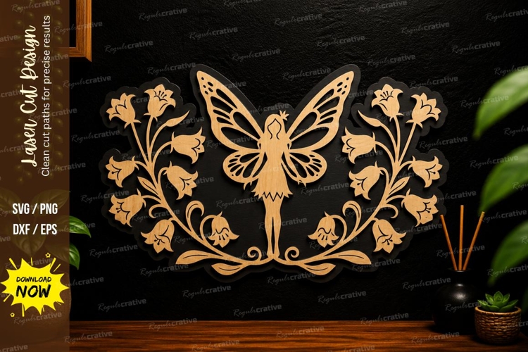 Fairy Floral Wings Laser Cut Svg Design fairy floral svg