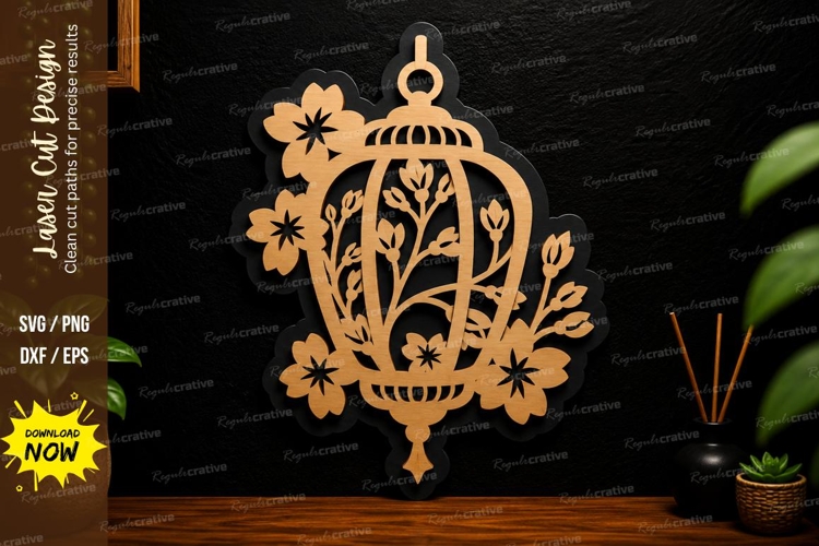 Vintage Floral Lantern Laser Cut Svg Design vintage lantern