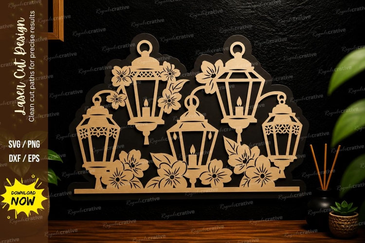 Floral Lantern Cluster Laser Cut Svg Design floral lantern