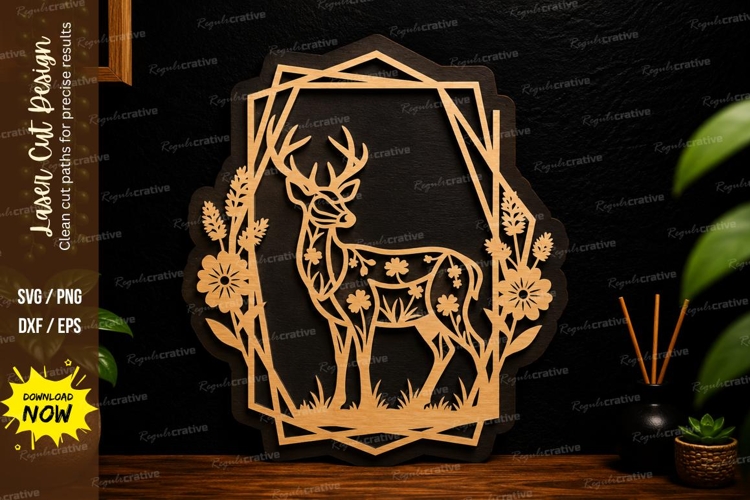 Deer Frame Ornament Laser Cut Svg Design deer frame svg