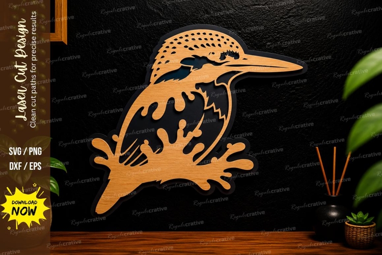 Kingfisher Bird Wall Art Laser Cut Svg Design kingfisher svg
