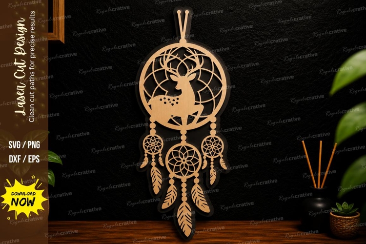 Dreamcatcher Moon Ornament Laser Cut Svg Design dreamcatcher