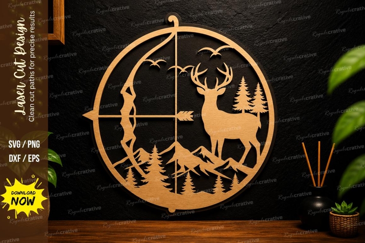 Deer Compass Forest Laser Cut Svg Design deer compass svg