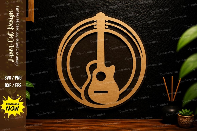 Guitar Music Circle Laser Cut Svg Design guitar svg, music