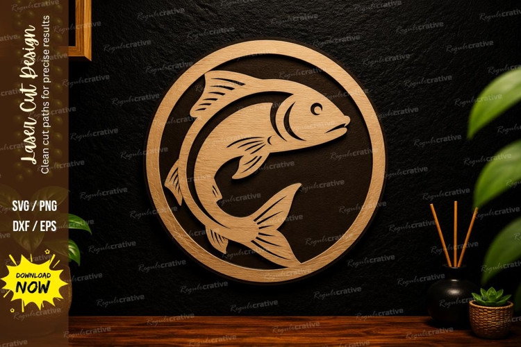 Fish Circle Ornament Laser Cut Svg Design fish svg, fish