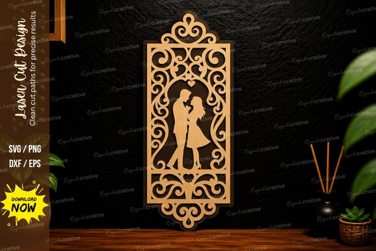 Romantic Couple Frame Laser Cut Svg Design couple frame svg