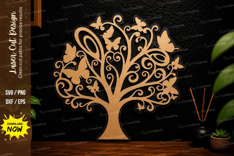 Floral Tree Wall Art Laser Cut Svg Design floral tree svg