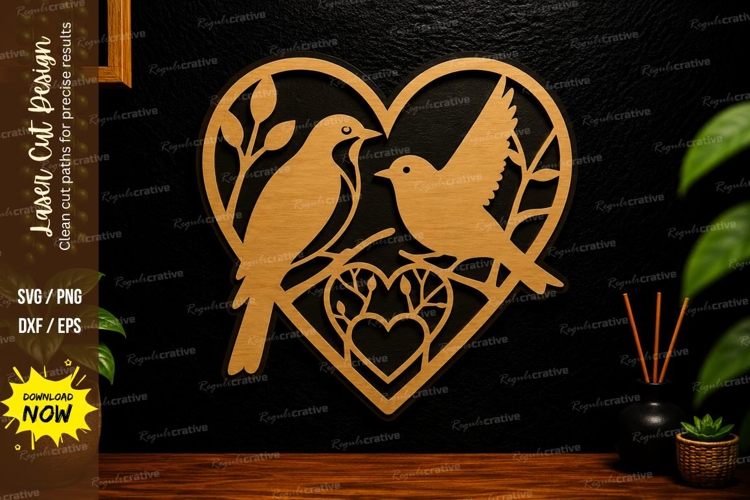 Love Birds Heart Laser Cut Svg Design love birds svg, heart