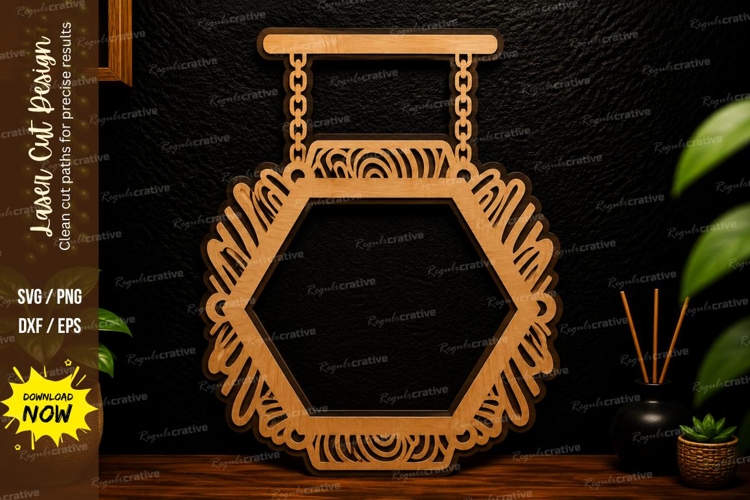 Hexagon Hanging Frame Laser Cut Svg Design hexagon svg