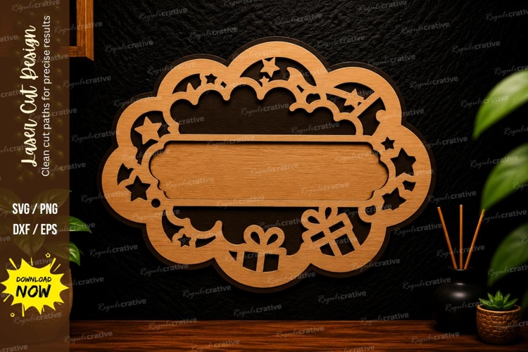 Ornate Name Plate Laser Cut Svg Design name plate svg