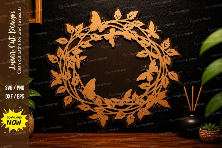 Leaf Wreath Frame Laser Cut Svg Design leaf wreath svg