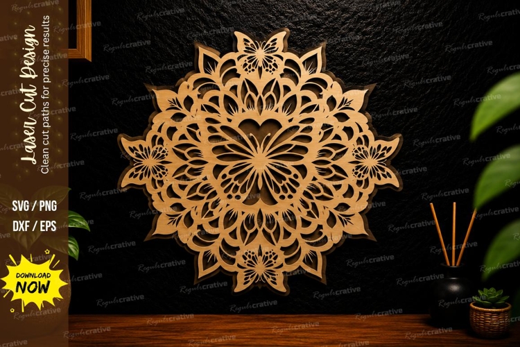 Mandala Floral Laser Cut Svg Design mandala svg, floral