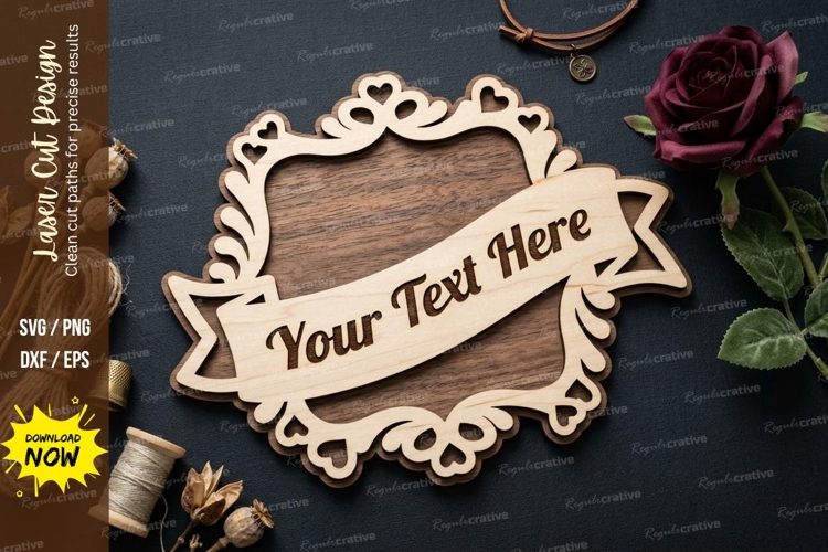 Decorative Name Frame laser Cut svg Cutting file decorative