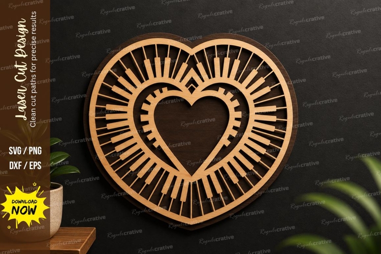 Heart Piano Keys Laser Cut Svg Design heart piano svg