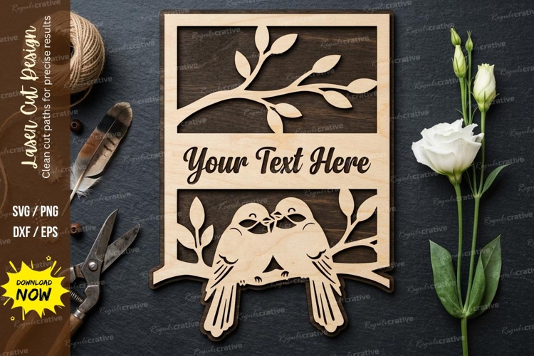 Love Birds Name Frame laser Cut svg Cutting file love birds
