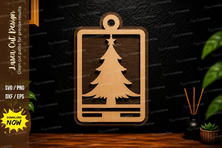 Rectangle Christmas Ornament Laser Cut SVG Design rectangle