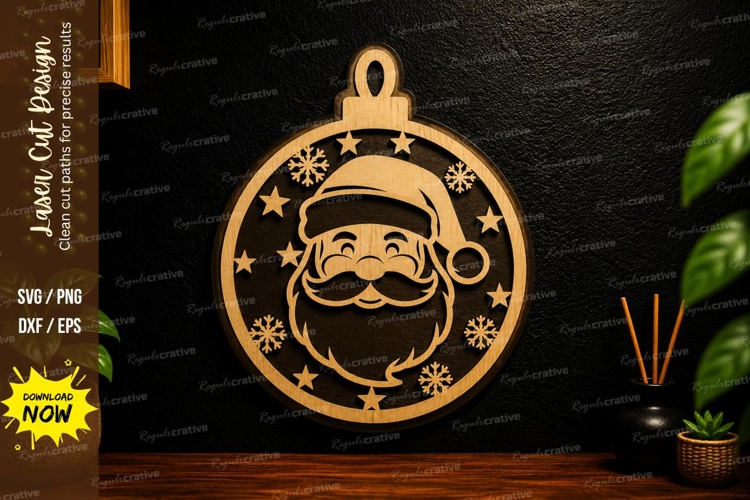 Santa Claus Christmas Ornament Laser Cut SVG Design santa