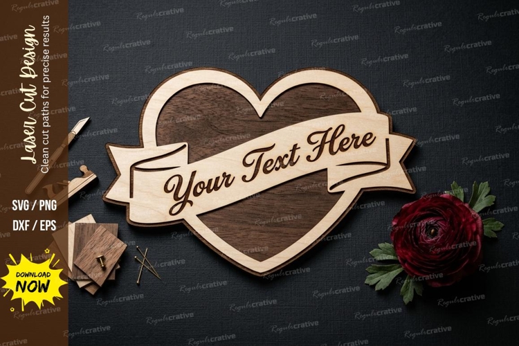 Heart Name Plate laser Cut svg Cutting file heart name svg