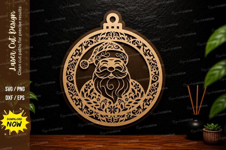 Vintage Santa Ornament Laser Cut SVG Design vintage santa