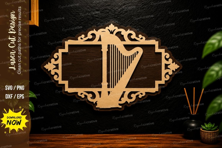 Rectangle Harp Frame Laser Cut SVG Design harp frame svg