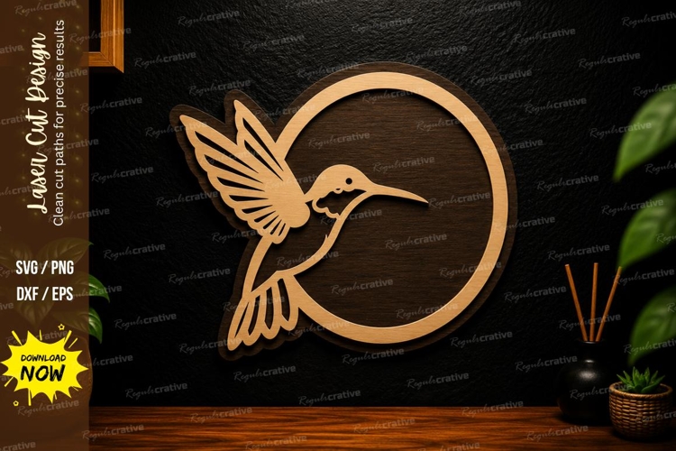 Hummingbird Circle Laser Cut SVG Design hummingbird svg
